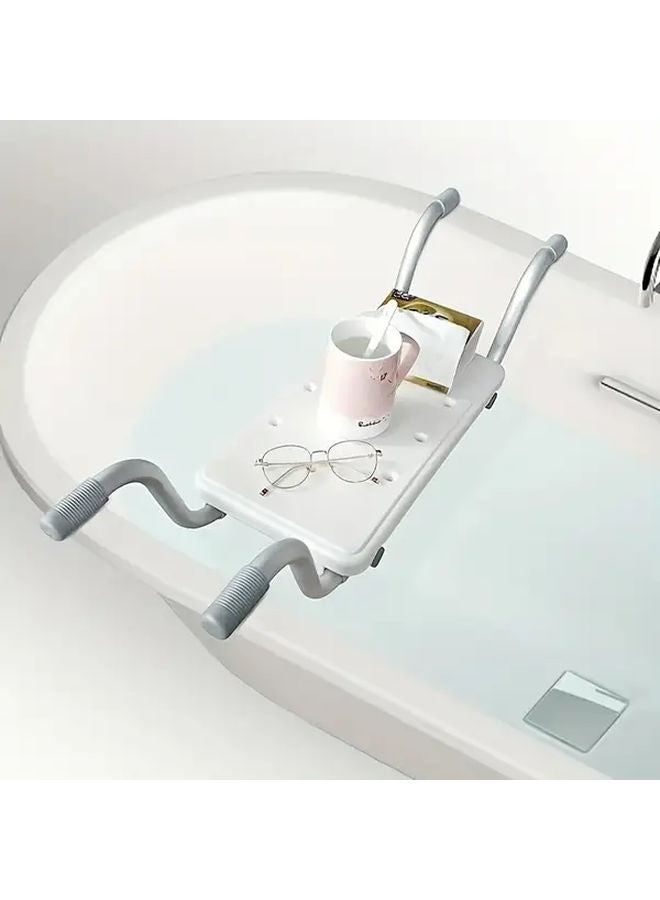 White Adjustable Bathtub Rack Non Slip Retractable Bathroom Safety Aid For Elderly - Image 1